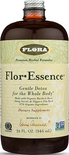 FloraHealth Flor-Essence Gentle Herbal Cleanse, Organic, 32 fl. oz. Glass | Gentle Detox Tea for a Full-Body Cleanse with Organic Slippery Elm Bark, Rhubarb, Burdock Root & More