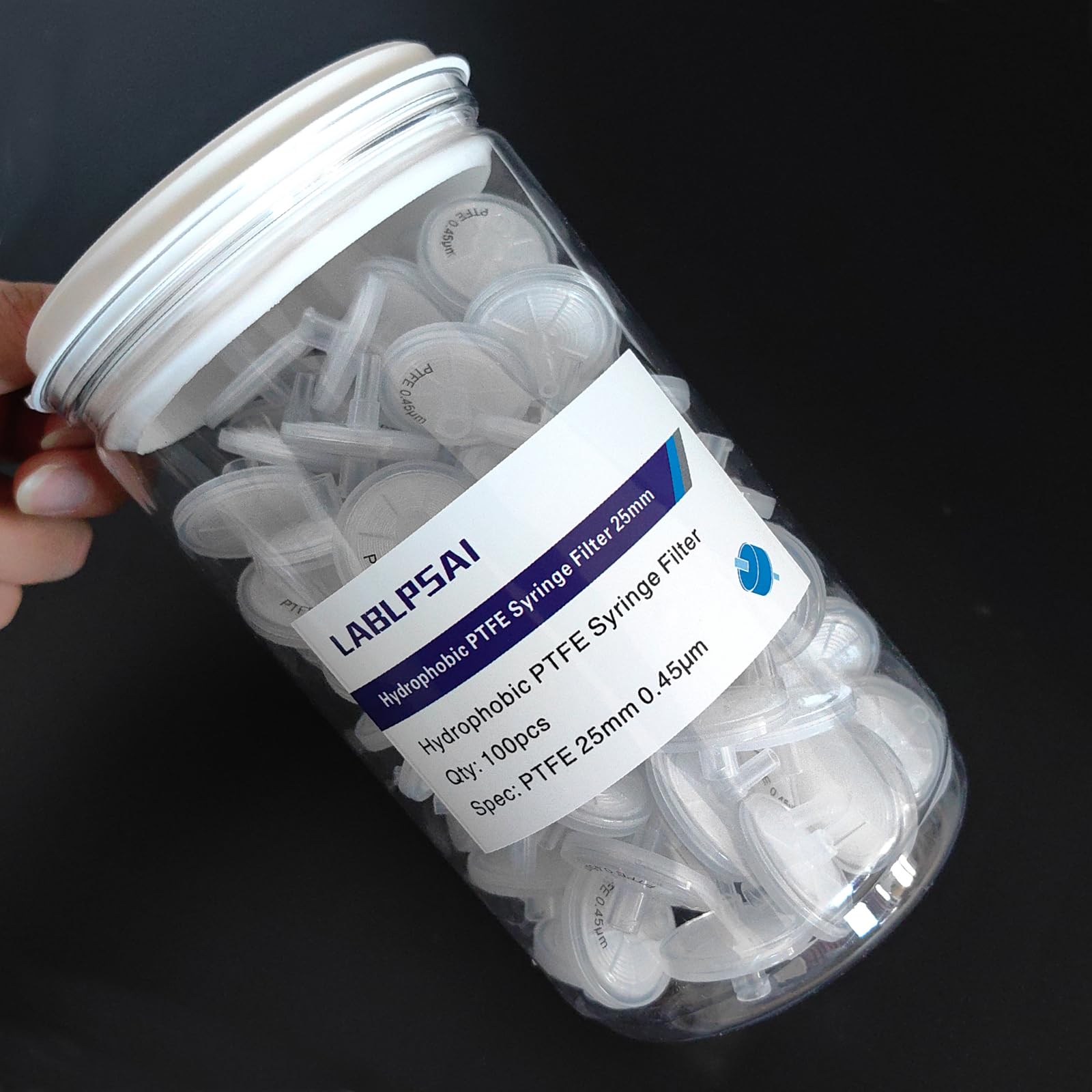 PTFE Syringe Filter 25mm 0.45μm, Hydrophobic, 100Pcs — Amazon image 5
