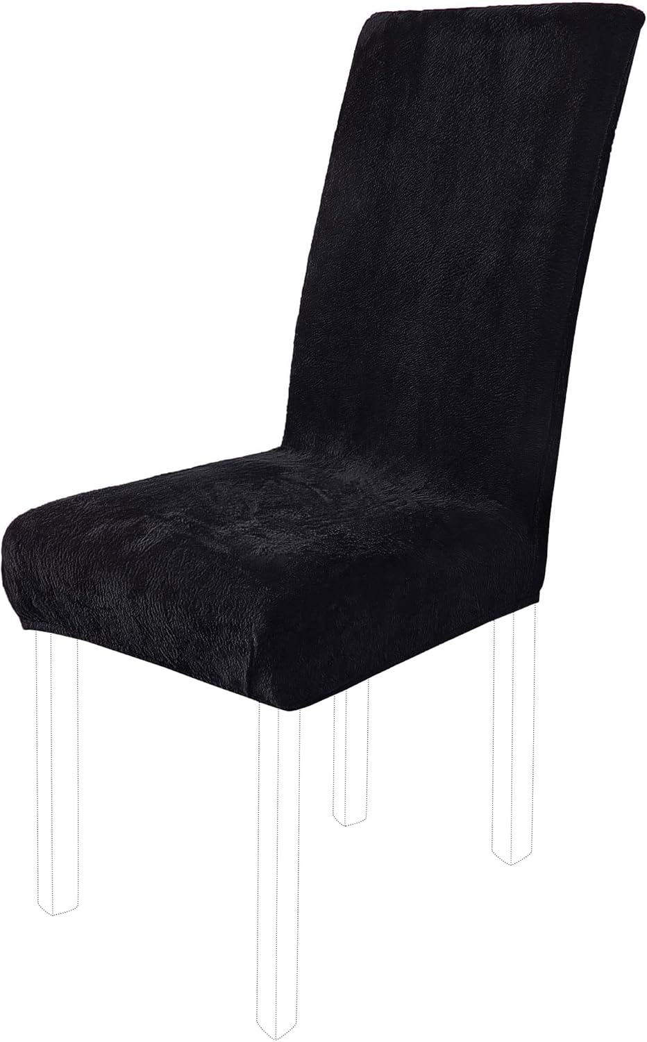 uxcell Plush Dining Chair Cover,Parson Chair Slipcover Stretch Spandex Velvet Bar Stool Cover Protector Seat Cover Home Decor for Dining Room/Party/Kitchen/Wedding Black