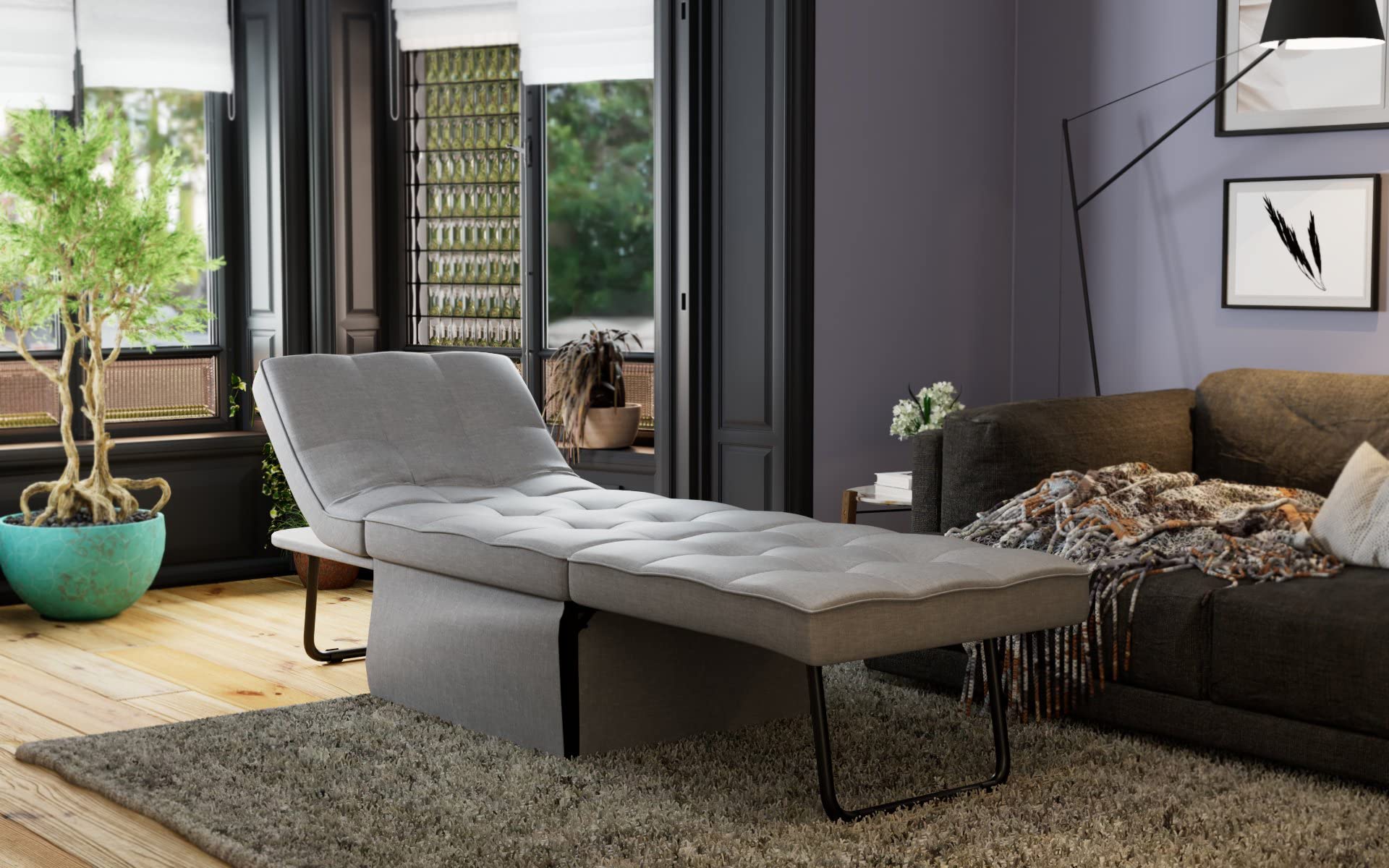 Atlantic Home Collection Sessel, Liege, Hocker Finn, Polyester, Grau, BxTxH: 80cm x 72cm x 43cm