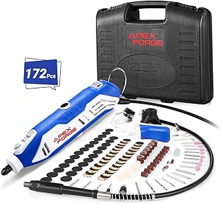 APEXFORGE Variable Speed Rotary Tool Kit with Keyless Chuck & Flex Shaft, 172 Accessories, 6-Speed, 4 Attachments & Carryi...