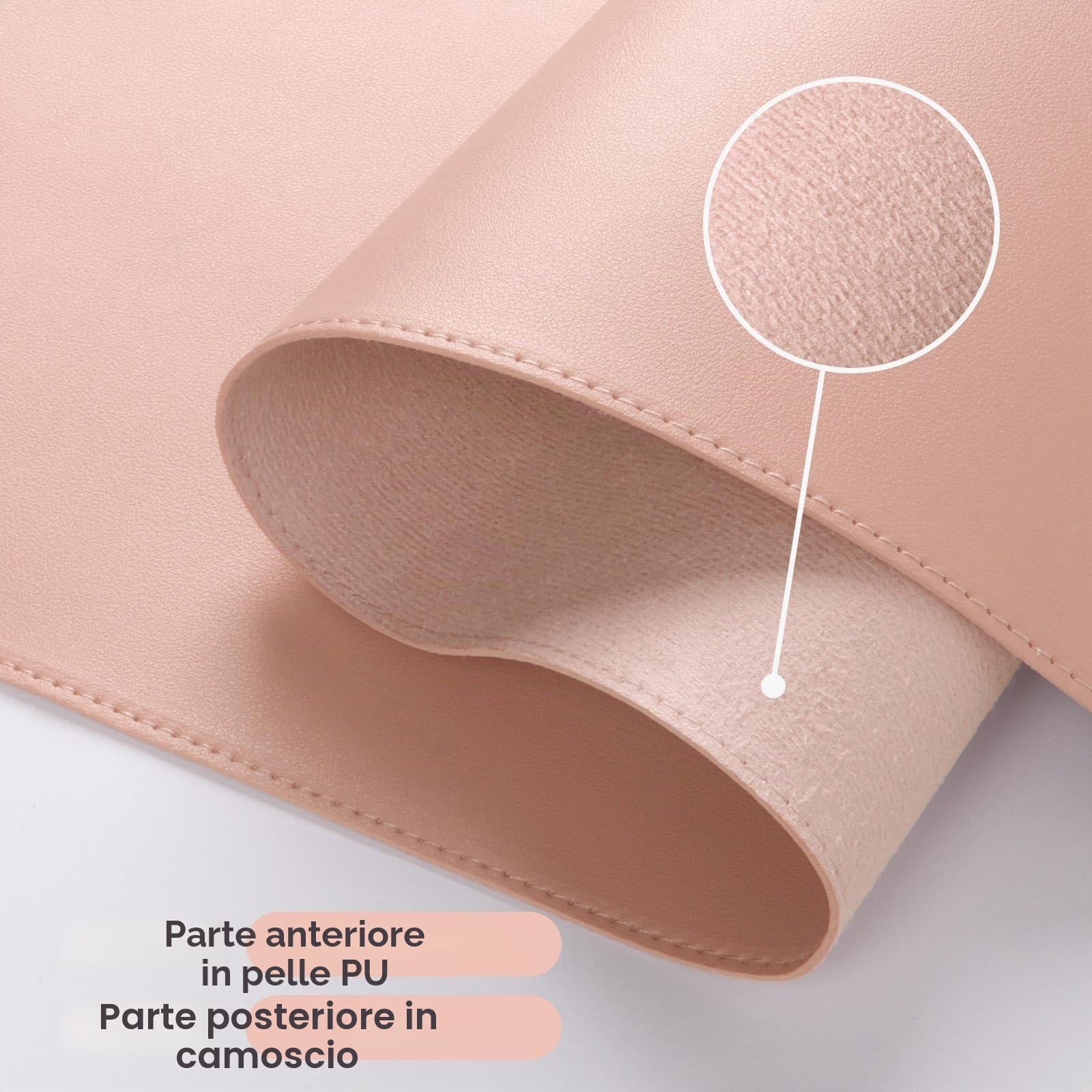 DAWNTREES Sottomano per scrivania - 120 x 60 cm - In pelle - Antiscivolo - Grande tappetino mouse per laptop - Adatto per ufficio, casa e uso d'ufficio (rosa)