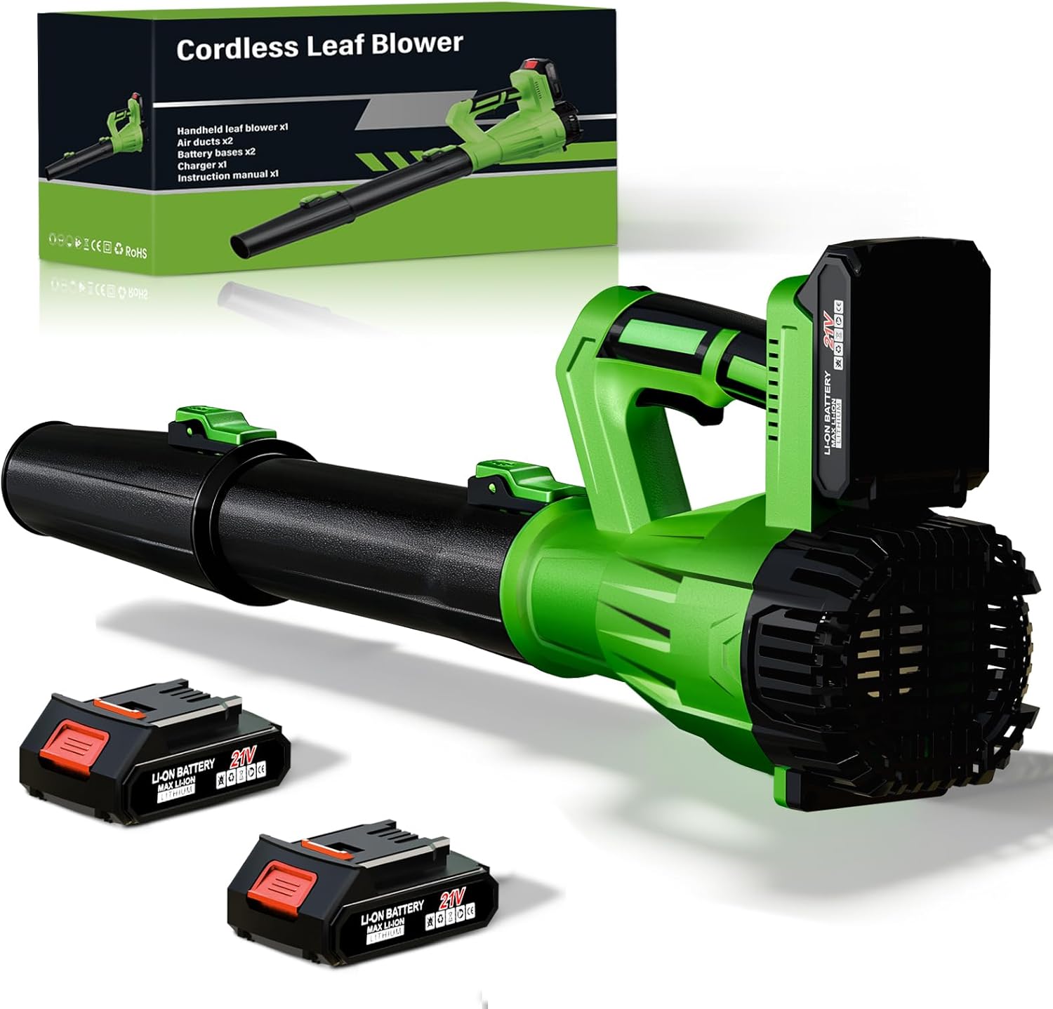 RestasworkDashCam 21V Cordless Leaf Blower: 6-Speed, 2x6.0Ah Batteries, 200MPH Power, Lightweight for Lawn, Patio & Debris Cleanup