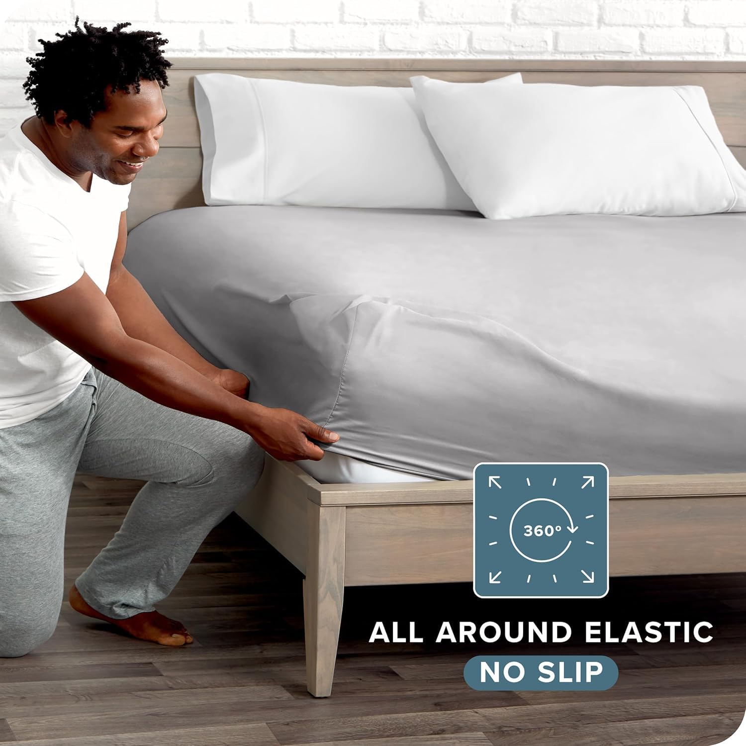 King Size Elastic Fitted Sheet - Grey Cotton -2