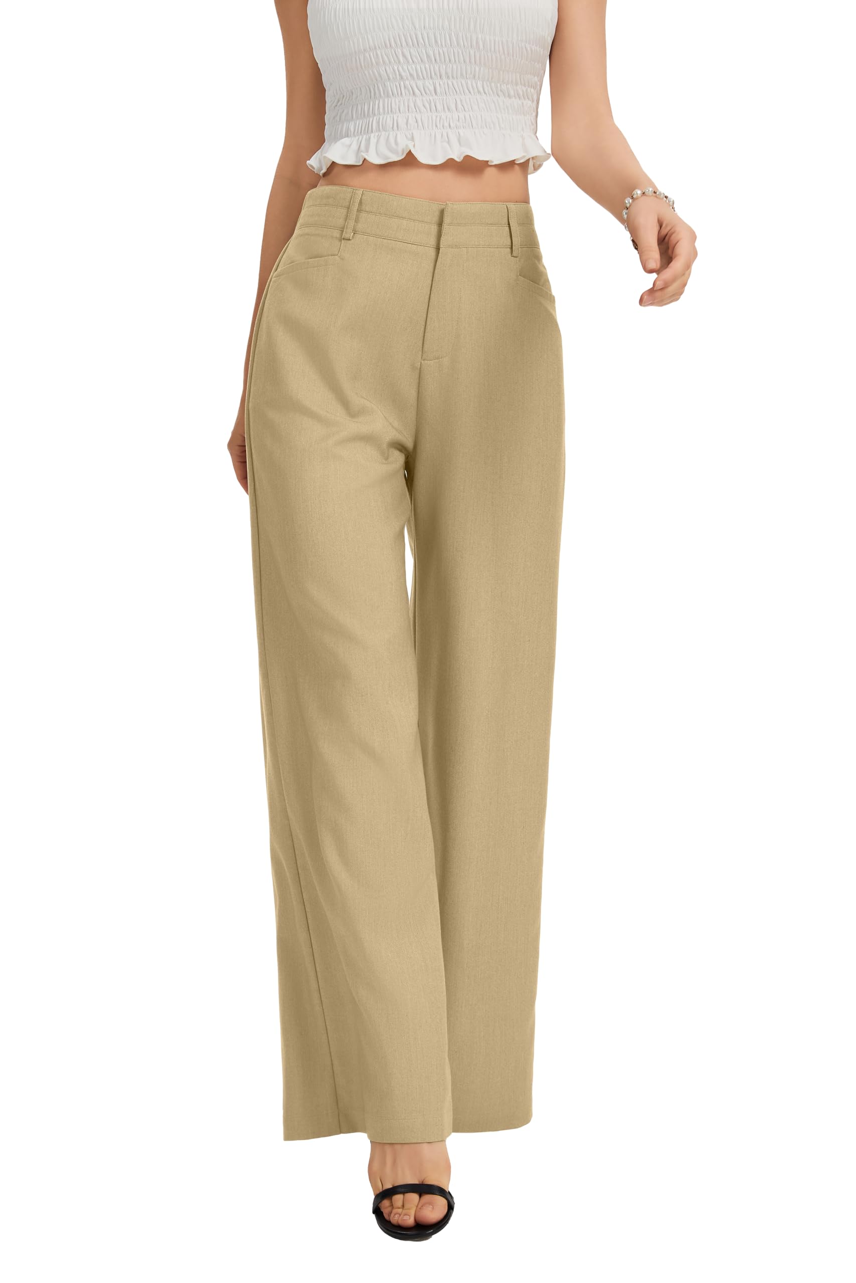 FUNYYZO Wide Leg Dress Pants for Women Work Slacks Business Casual Outfits