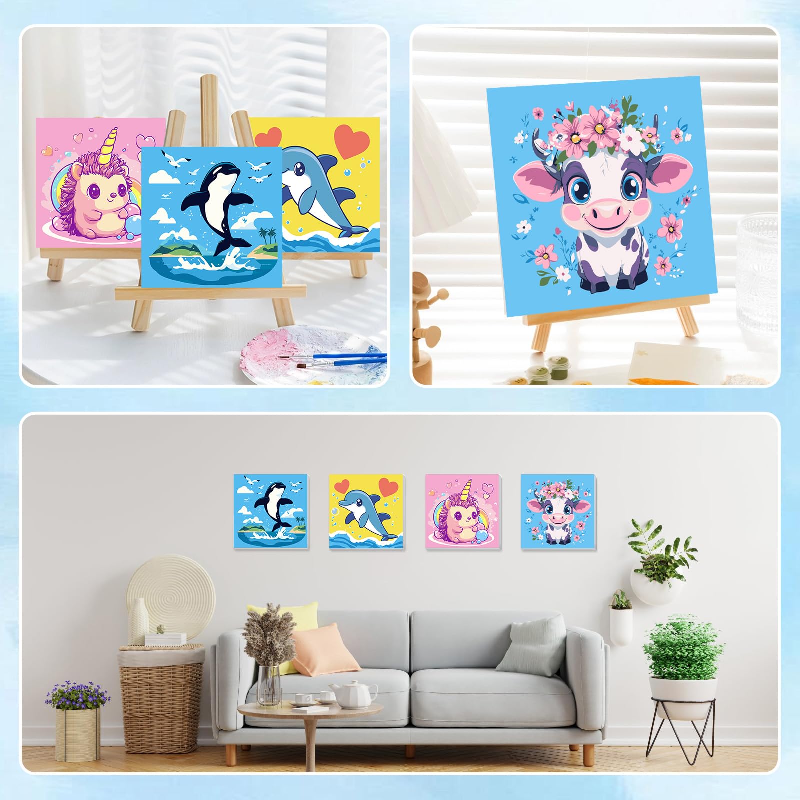 Pittura Con I Numeri Per Bambini - Quadro Bradipo Con Cornice 20x20 Cm, Colori Acrilici E Pennelli Inclusi - Regalo Creativo Dai 7 Ai 10 Anni - 4