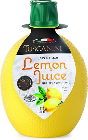 Tuscanini 100% Sicilian Lemon Juice, Not from Concentrate, 200ml Lemon Shaped Convenient Squeeze Bottle | No Water Added | Product of Italy | Certified Kosher Including Passover