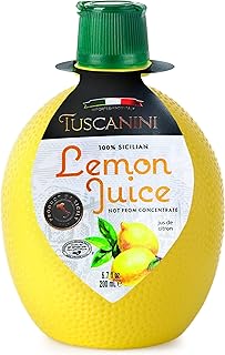 Tuscanini 100% Sicilian Lemon Juice, Not from Concentrate, 6.7oz Lemon Shaped Convenient Squeeze Bottle | No Water Added |...