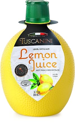 Tuscanini 100% Sicilian Lemon Juice, Not from Concentrate, 6.7oz Lemon Shaped Convenient Squeeze Bottle | No Water Added | Product of Italy | Certified Kosher Including Passover