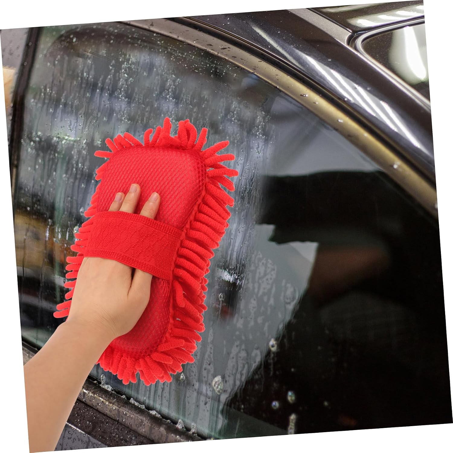 Luxshiny Water-Absorbent Gloves Car Wash Sponge Handle Reusable Microfiber Wash Mitts