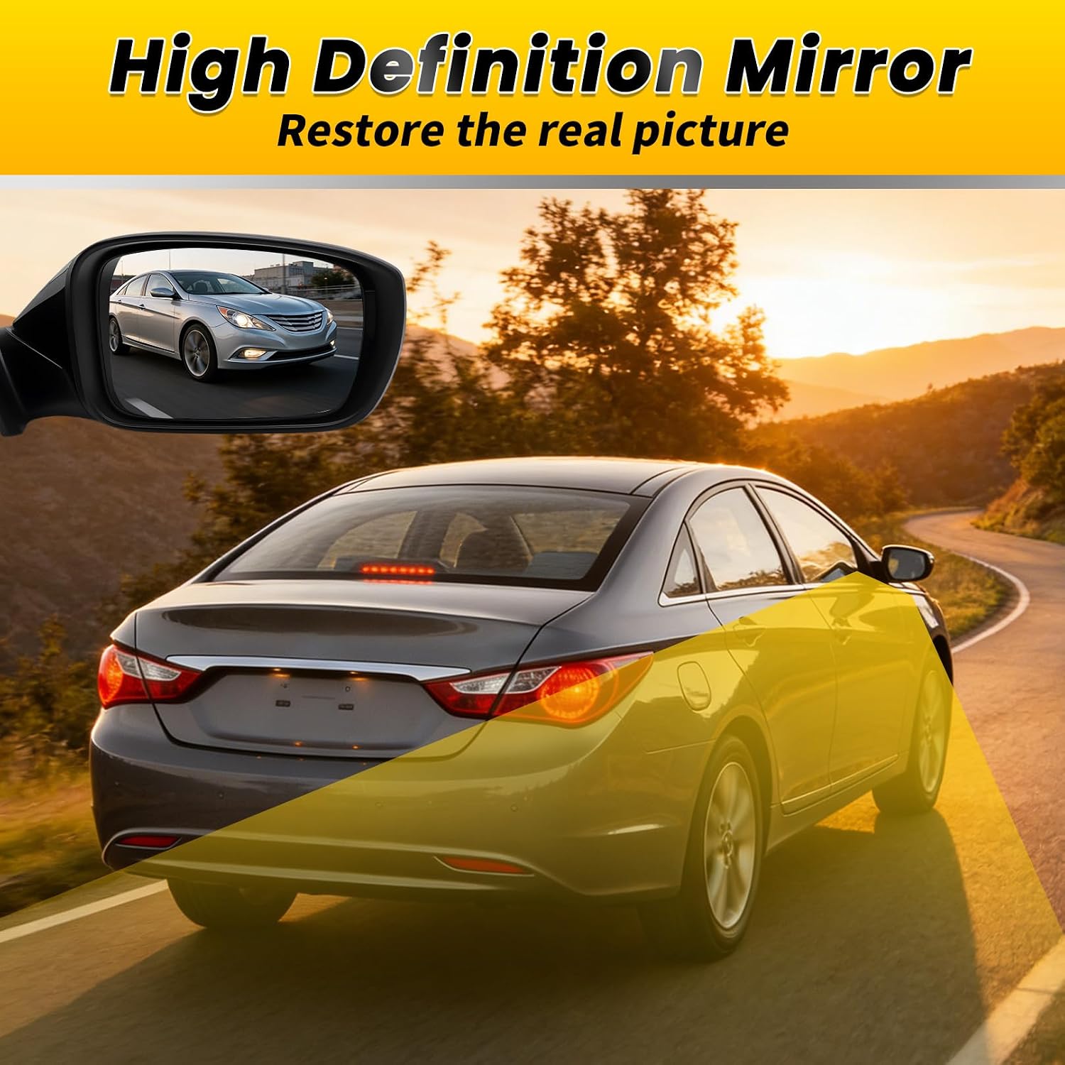 Passenger Side Mirror Assembly Compatible with 2011-2014 Sonata with Turn Signal Manual Folding Heated Power Glass Bright Black HY1321168 87620-3Q110 (7Pins)(Right)