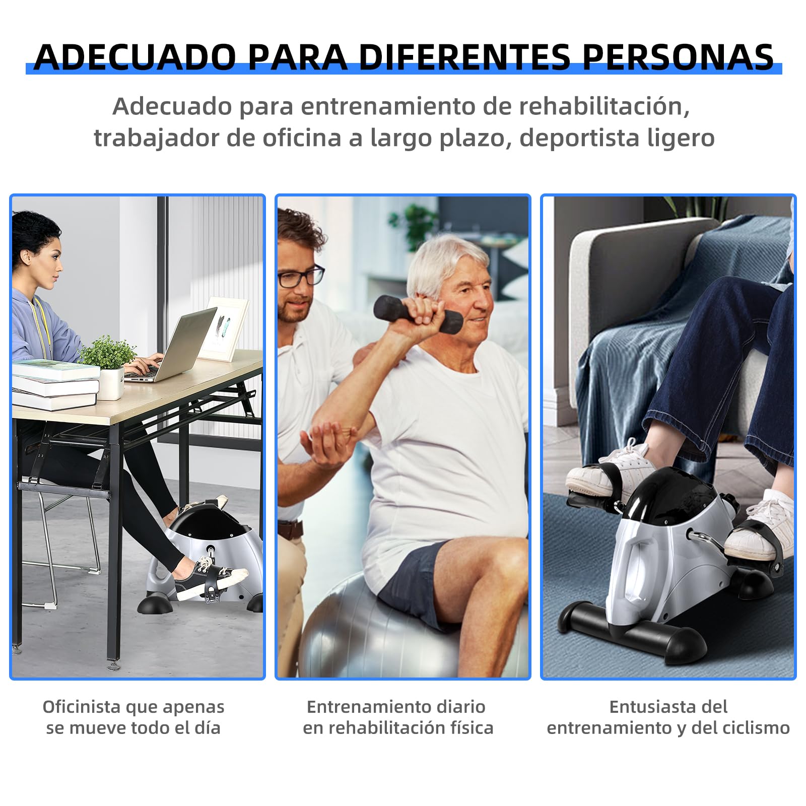 EVOLAND Pedales Estaticos mini Pedal Bicicleta Estatica Pedal Estático Portátil Máquinas con Pantalla LCD y Resistencia Ajustable Pedales Electricos para Mayores