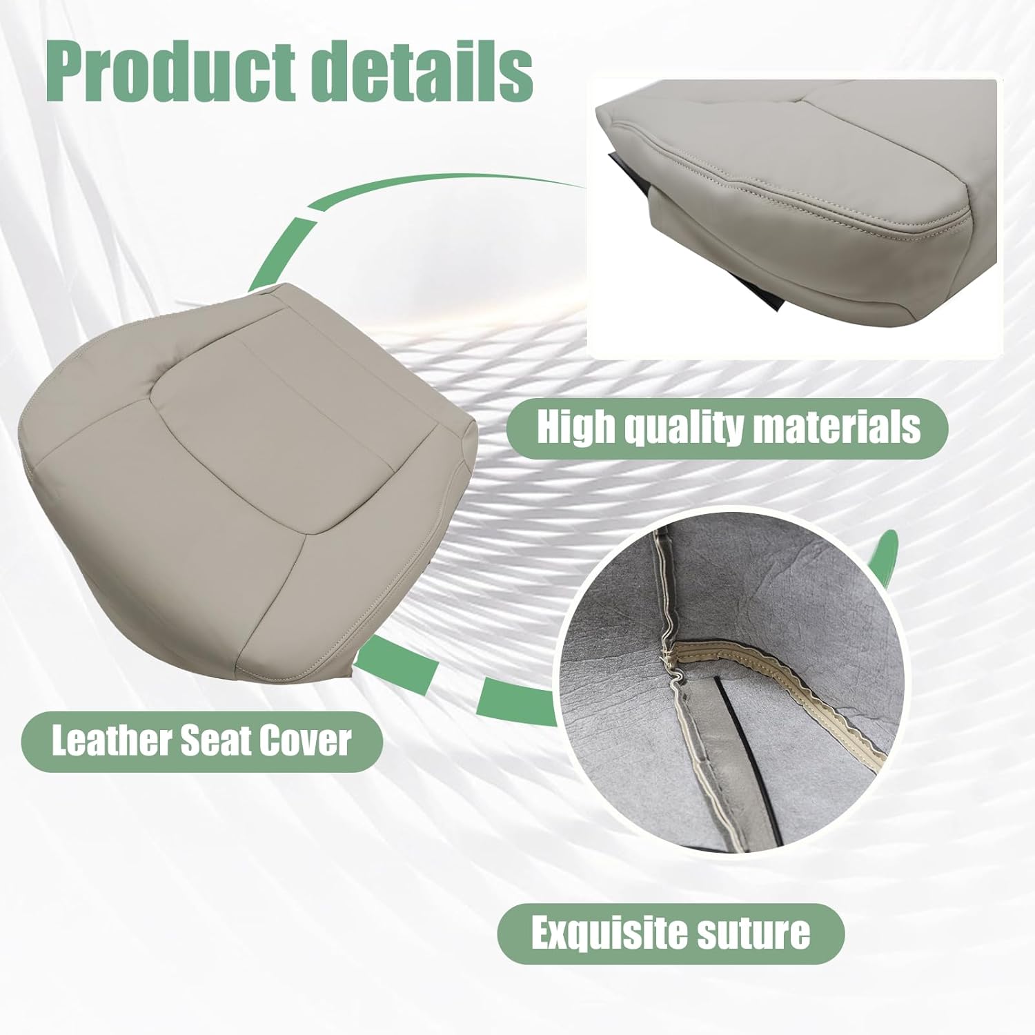 Priprilod Tan Leather Driver Side Bottom and Top Lean Back Replacement Seat Cover Compatible with Lexus LX470 1998 1999 2000 2001 2002 2003 2004 2005 2006 2007