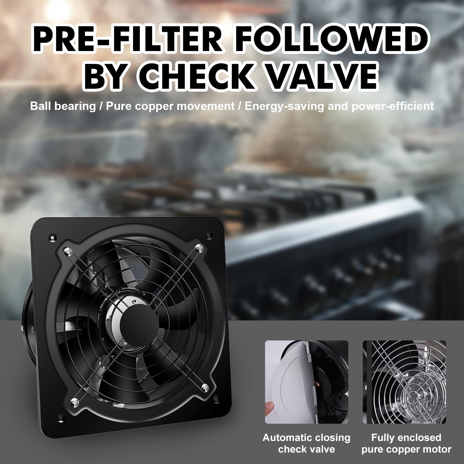 Ventilatore aspiratore con interruttore: ventilatore da bagno in metallo industriale, silenzioso, 600 m³/h, 6 pollici, potente ventilatore da parete, per cucina, bagno e cantina, 160 mm
