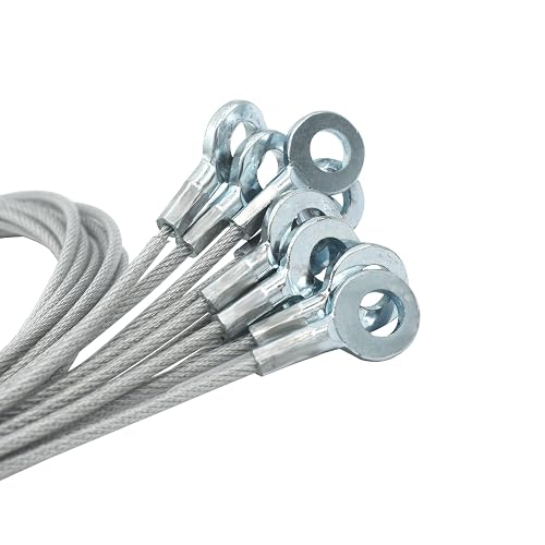 Bytiyar 1/8"(3mm) Wire Diam Galvanized Steel Cable Eyelets Ended Short Rope Lanyard Safety Tether Chain Lock with Vinyl Coated Cover, 10 Pcs Clear 6"/15cm Length