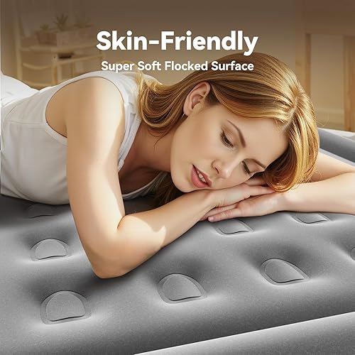 Miniatura 2 de DIVON Colchón de aire individual con bomba incorporada elevada, colchón autoinflable de 2 minutos, colchón inflable de 18 pulgadas para adultos,