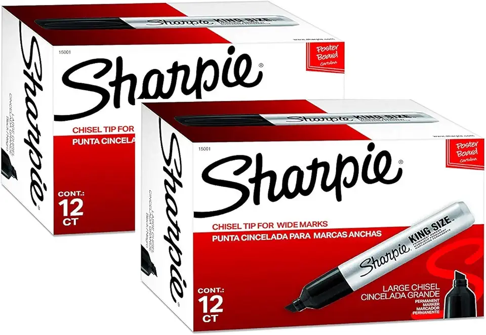 Sharpie Chisel Tip Pro Permanent Markers, King Size Black, 24-Count