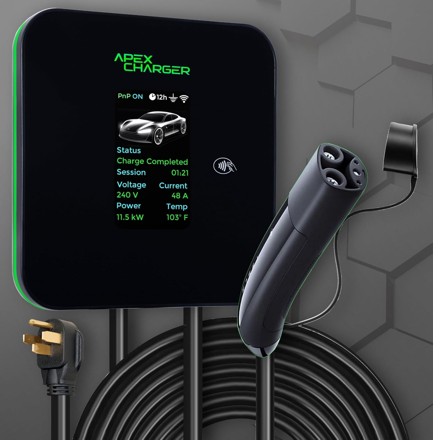 MACH 2. NACS/Tesla Connector. Fast Level 2 EV Charger 48 amp Garage-pro wall-Mount. Electric Vehicle Charging Station 4 Nema 14-50 Outlet & Hardwired. Key Accessories: 30ft Cable, 5-Year Coverage