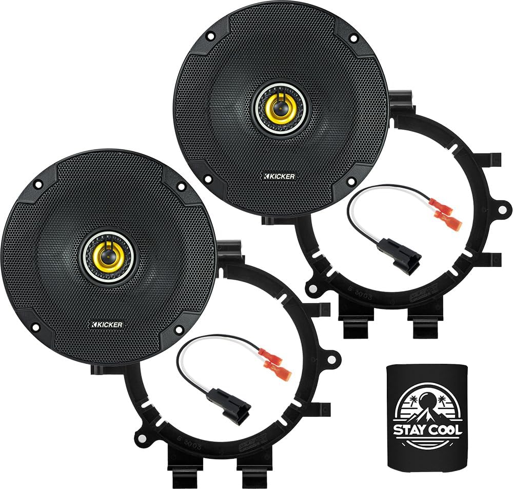 KICKER Speakers 6.5 inch for Chevrolet Tahoe 1995-2014 Upgrade Kit - Pair of CS Series with Adapters and Harness, Coaxial 6 1/2 Car Audio Front Door Speaker for Chevy CSC65, 46CSC654