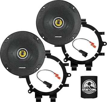 KICKER Speakers 6.5 inch for Chevrolet Silverado 1999-2006 Upgrade Kit - Pair of CS Series with Adapters and Harness, Coaxial 6 1/2 Car Audio Front Door Speaker for Chevy CSC65, 46CSC654