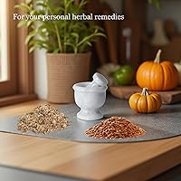 Vista 4 de Juego de mini mortero y maja - Molinillo de piedra de mármol de 2.5 pulgadas con cuenco pulido y base antideslizante Trituradora de especias