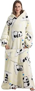 Extra Long Oversized Blanket/Hoodie, Wearable Hooded Blanket with Sleeves for Women Men Soft Fleece Wearable Throw Giant Sweatshirt with Pocket for Adults
