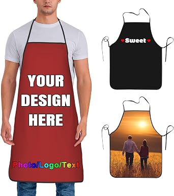 Personalized Apron Chef Aprons for Men Women Cooking Custom Name Logo Photo Kitchen Gifts for Family Friends