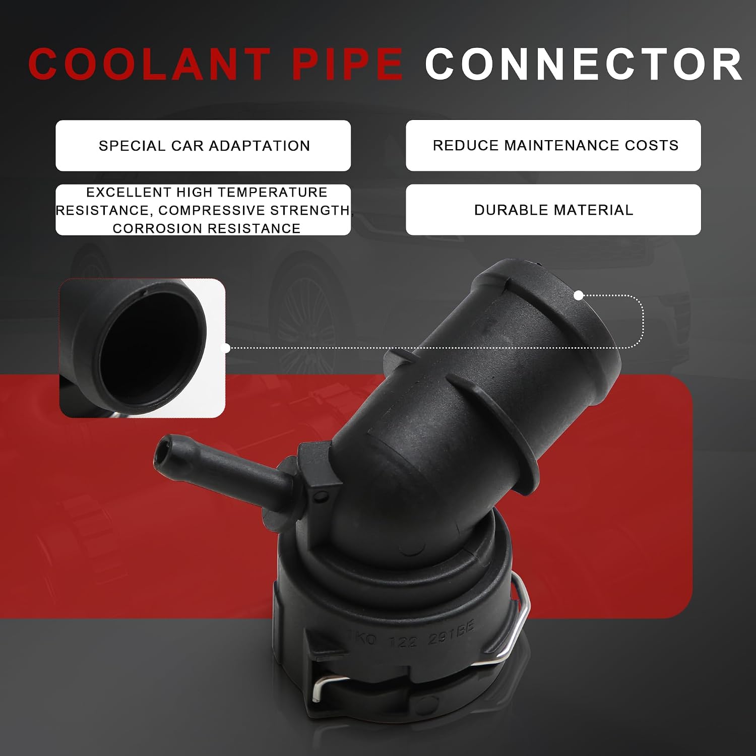 1K0122291BE Radiator Coupling Coolant Hose Upper Connector Replacement for Audi A1 A3 Q3 TT VW Jetta Golf Touran 1.2/1.4T