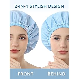 Years calm Shower Caps For Women Reusable WaterproofPattern And Solid Color Dual-Layer Design For Dual-Layer UsableProtects Hair In Shower, Spa, Cooking, Clean & Travel (Blue, One Size)