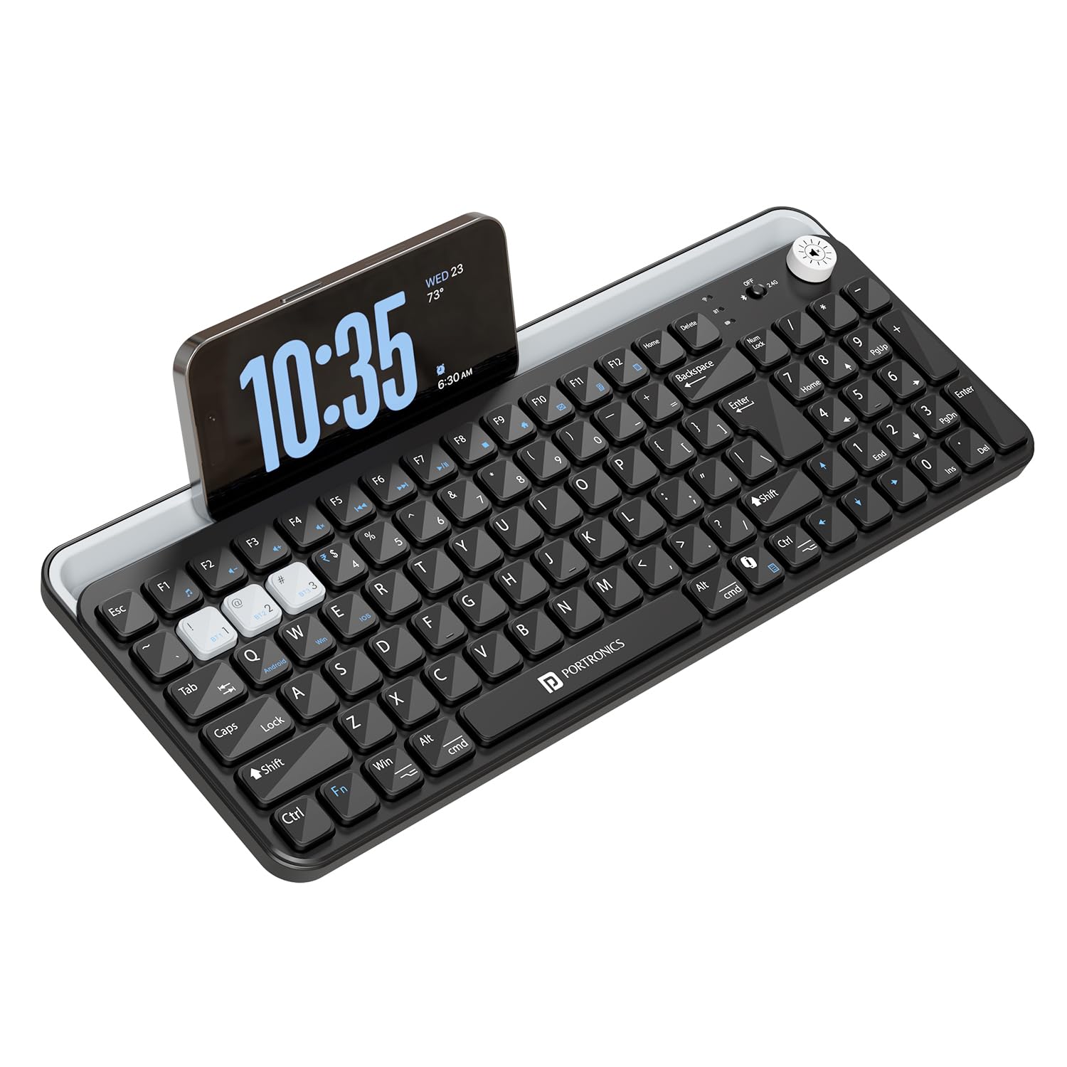 Portronics Bubble 4.0 Wireless Keyboard with Bluetooth + 2.4 GHz USB Receiver