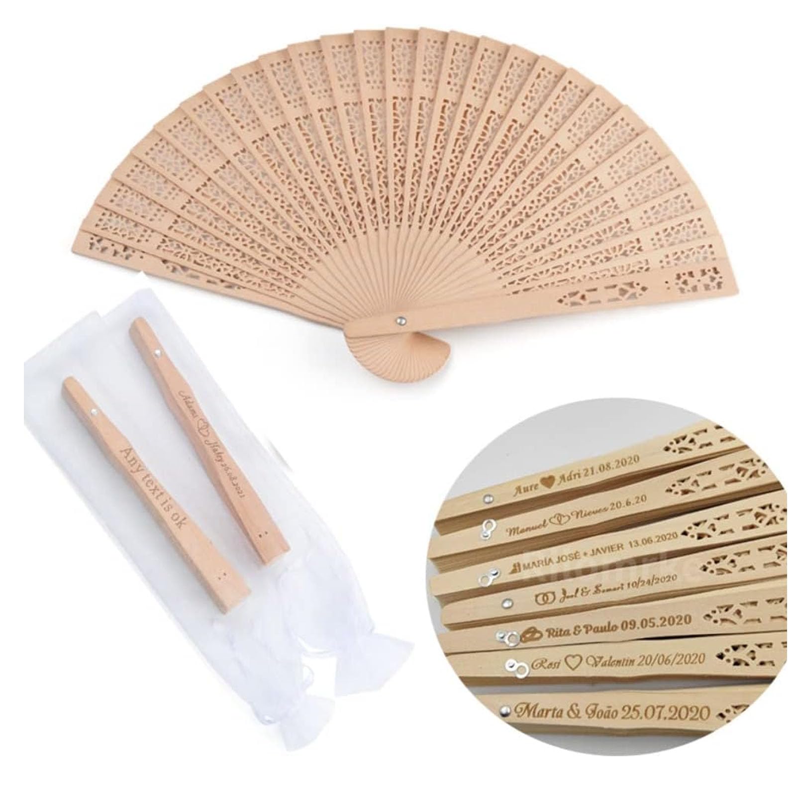 Mariage accessoires fête uniques avec l'éventail personnalisé gravé