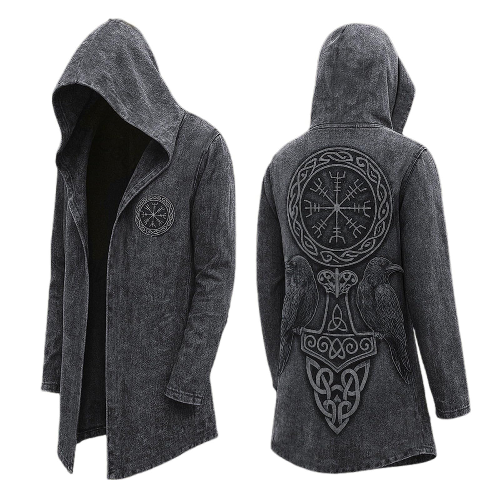 Cárdigan con capucha nórdico medieval chaqueta larga elegante para otoño abrigo 4