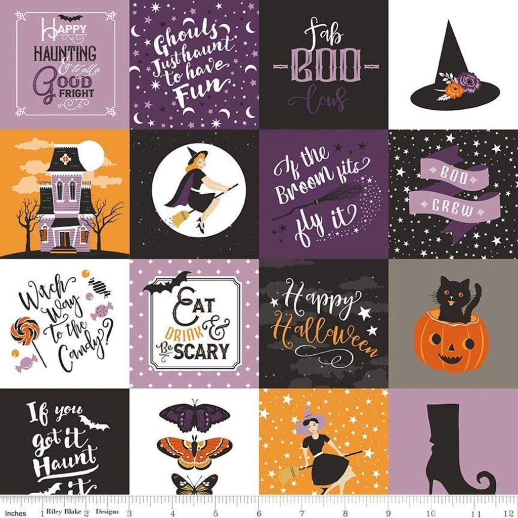 Riley Blake Designs Purple/Orange Riley Blake Fat Quarter Fab-Boo-Lous Collage And 100% Cotton Quilting Fabric