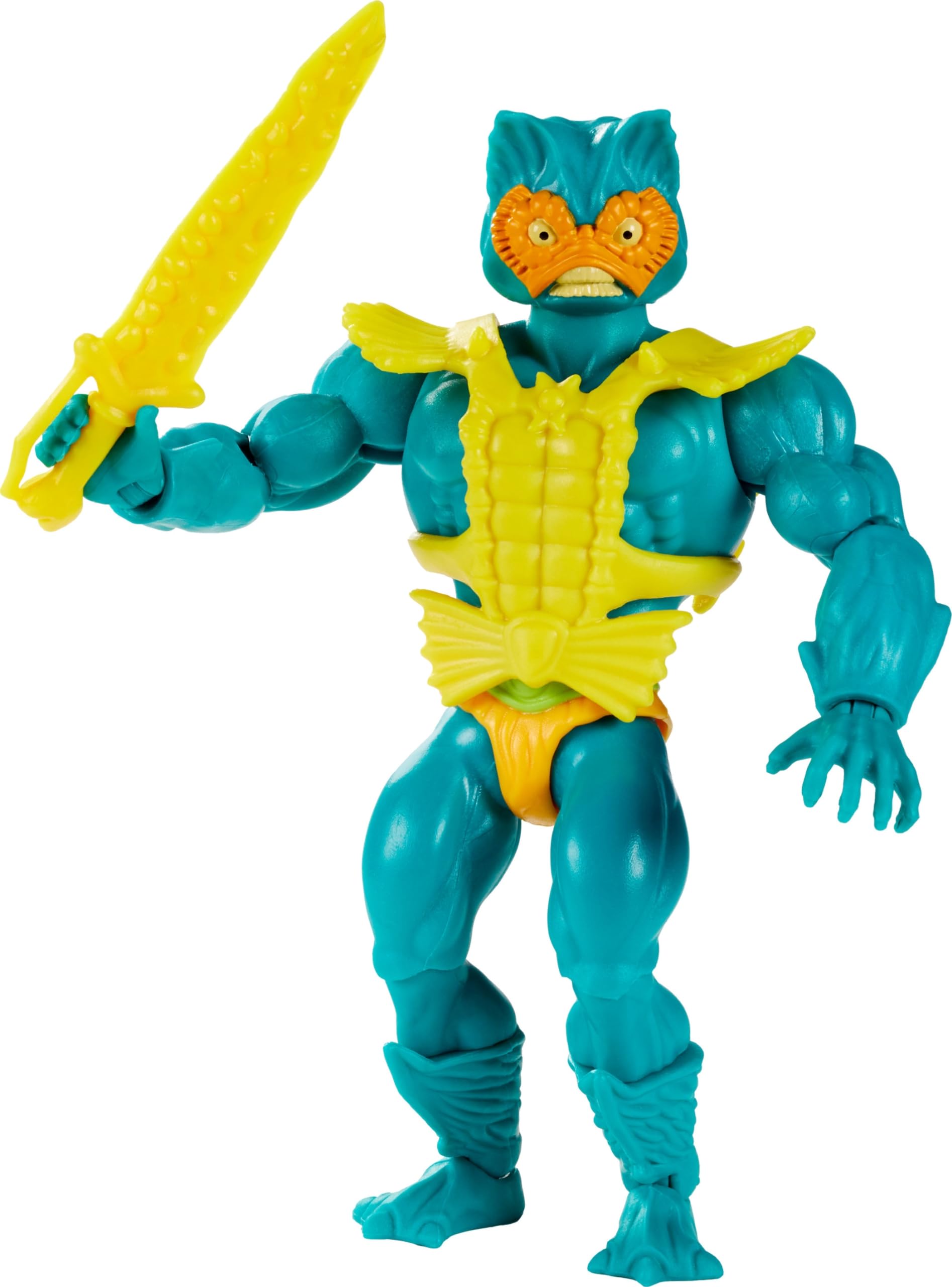 Masters of the Universe Origins - Figura de acción coleccionable de Mer-Man, villano del señor de la guerra MOTU Ocean, 16 articulaciones articuladas, 5.5 pulgadas con accesorios