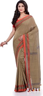 Women`s Traditional Bengali Tant Handloom Cotton Saree Loveria Design With Blouse Piece 6.3 Mtr