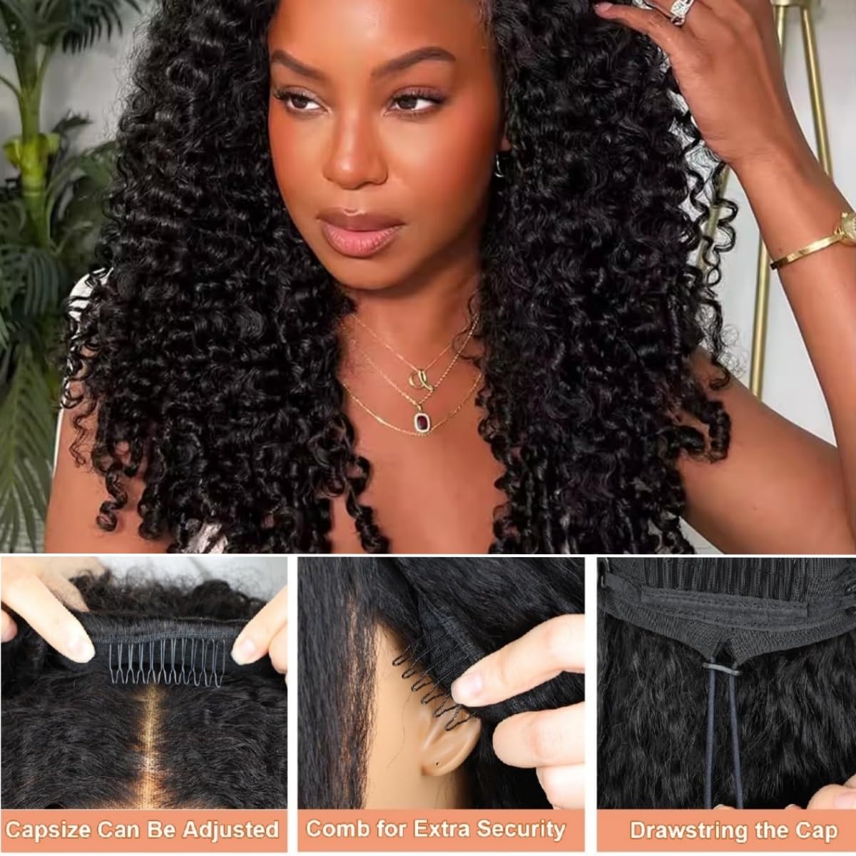 Half Wig Human Hair Burmese Curly Wear and Go Bez Kleju Ludzkie Włosy ze Spiralnymi Końcami 3 W 1 Bezszwowy Flip Headband Gęstość 180% Przyjazny Dla Początkujących Naturalny Czarny 14 Cali
