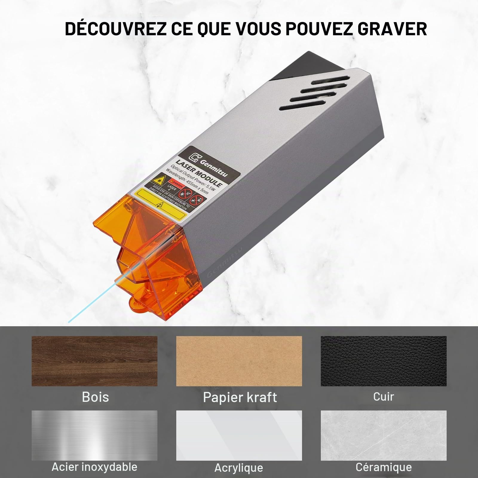 Genmitsu Module Laser 5.5W puissance optique, longueur d'onde 450 nm