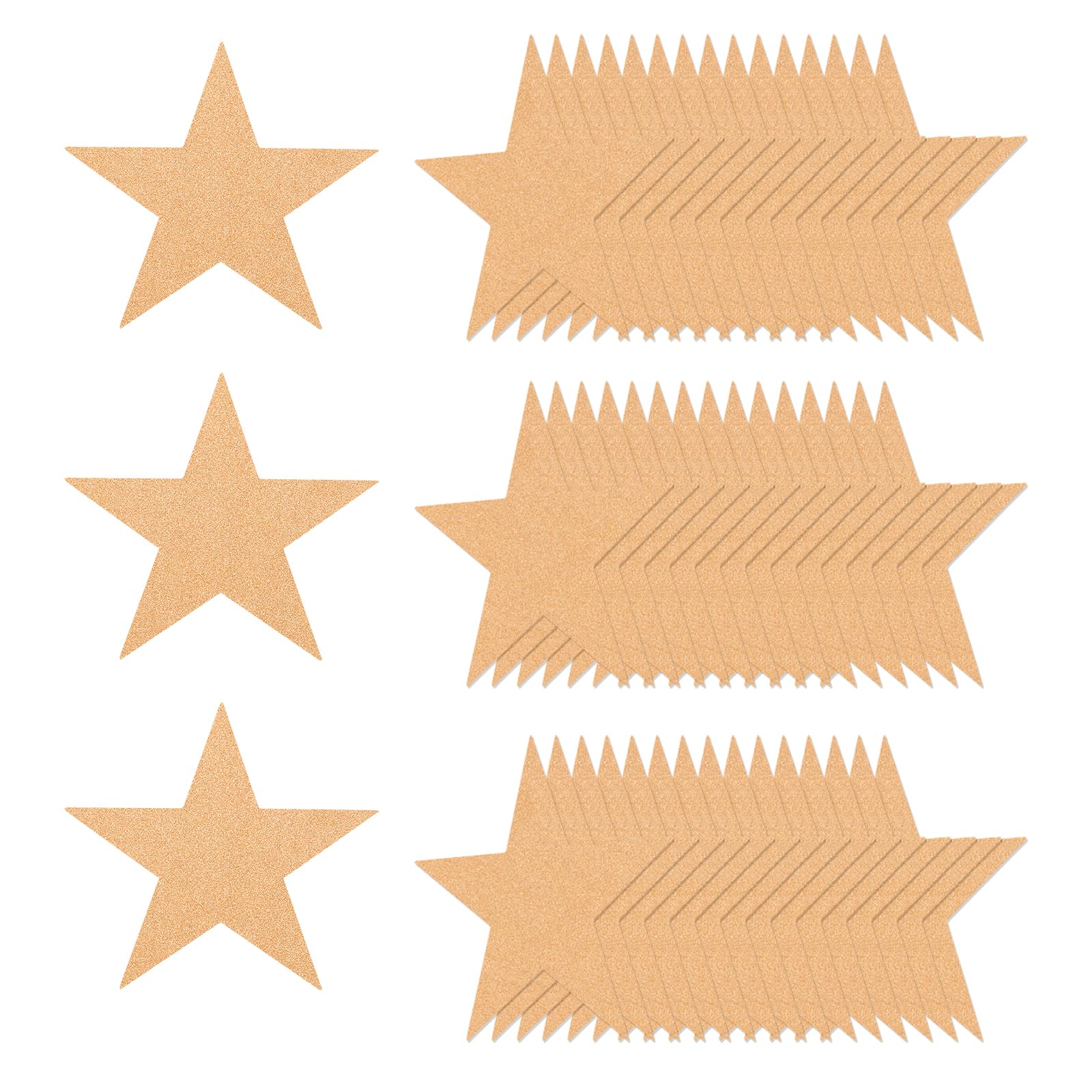 sourcing map 50 Pcs Glitter Star Cutouts, 6 Inch Star Shape Double Printed Glitter Paper, Confetti Cut Outs for Bulletin Board Wall Party Decoration Supplies, Champagne