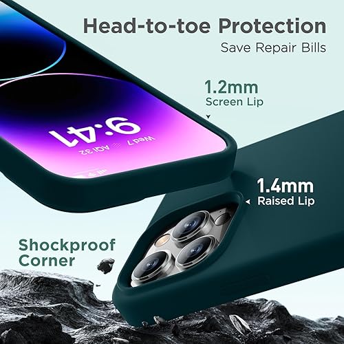 Miniatura 5 de Cordking Funda diseñada para iPhone 14 Pro Max, silicona líquida de alta calidad a prueba de golpes para iPhone 14 ProMax con forro de microfibra