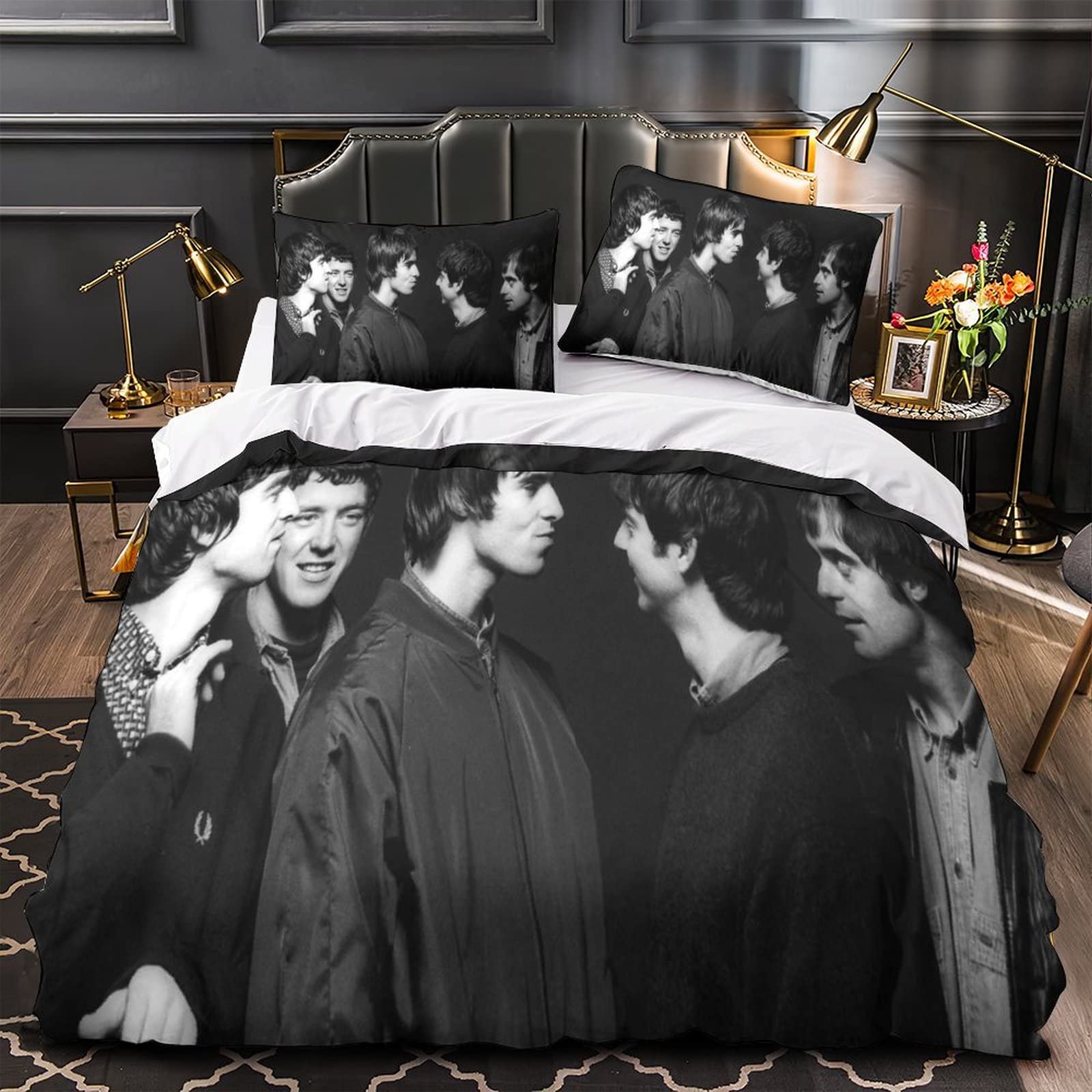 Enfunt-Home Band Duvet Cover Set Soft Lightweight Microfiber 3 Piece Bedding Set with 2 Pillowcase Kids Quilt Cover Closure Double 200 x 200 cm — image 1