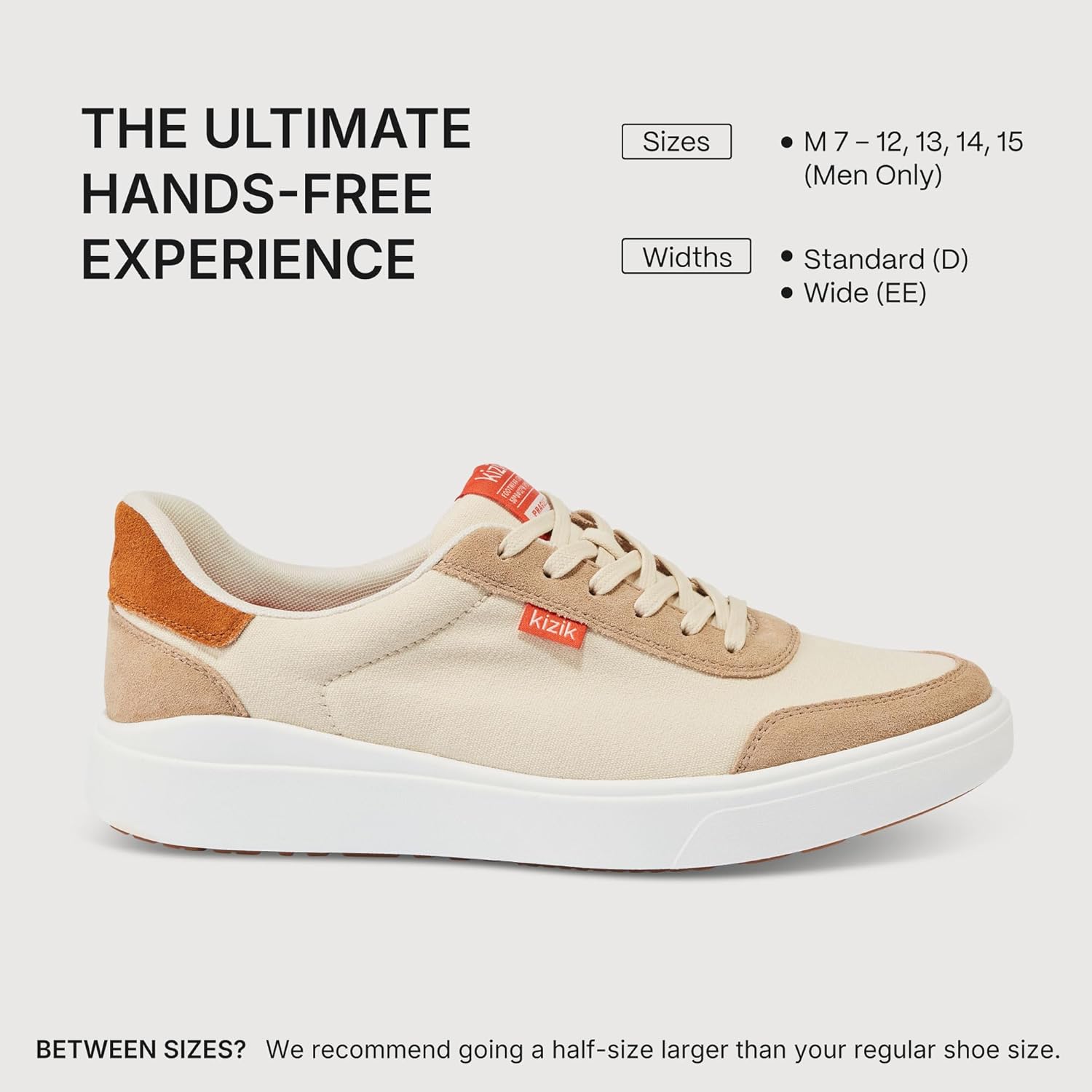 Kizik Slip On Sneakers: Prague 2 - Court Style, 4-Way Stretch Canvas with Suede Details, Casual Shoes for Men, Hands Free Convenience - Mens Wide Width - Image 4