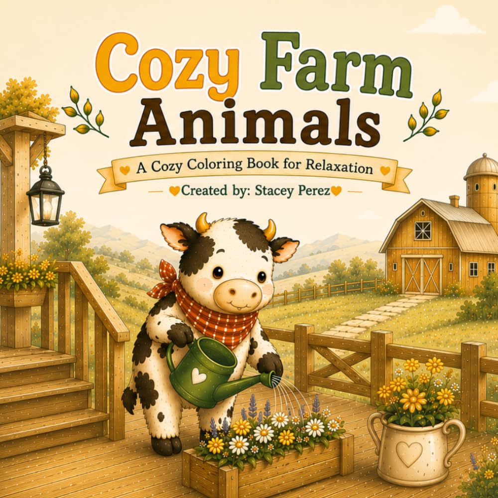 Cozy Farm Animals: A Cozy Coloring Book for Relaxation with 50 Adorable Animal Illustrations (Cozy Coloring Collection)