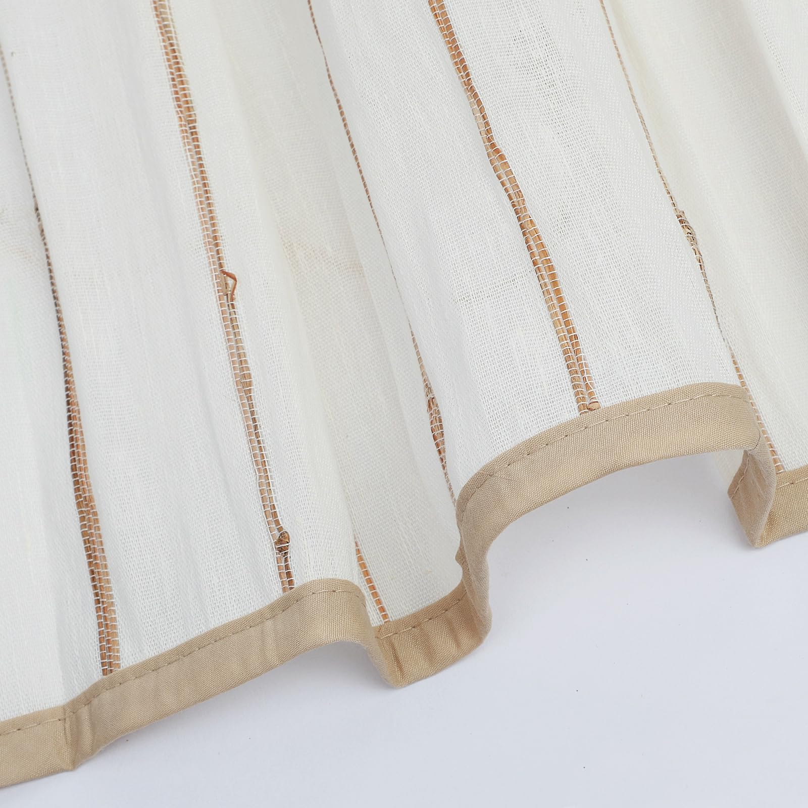 LANTIME Natural Woven Jute and Linen Cordless Roman Shades, Light Filter Easy Installation Window Blind Treatment, Bedroom, Living Room Decor, Venice