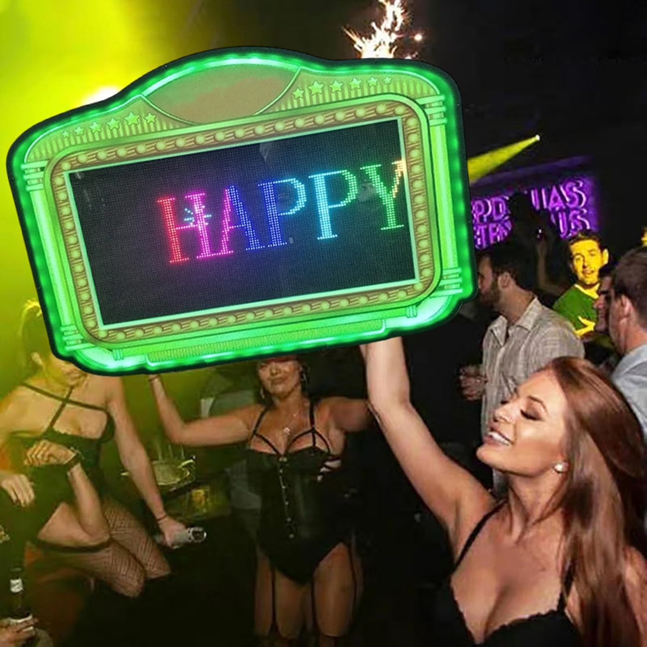 New LED Club Bottle Presenter, RGB Colorful Letters Billboard, APP Programmable Scrolling Playback Display Screen, Remote Control, Bar Atmosphere Props