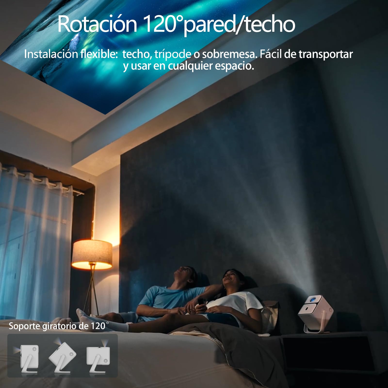 Wanbo T2 Ultra Proyector Google TV 500 ANSI, Widevine L1, Óptica Sellada, Enfoque Automático IA, Sonido DSP de 10W, WiFi Bluetooth, FHD 1080P, Rotación de 120°, Pantalla de 140" para Cine en Casa