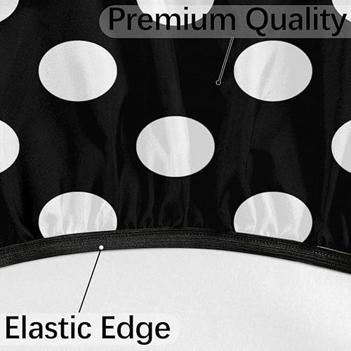 Miniatura 4 de UOYO Mantel redondo ajustado de lunares negros con agujero para paraguas, para exteriores, elástico, impermeable, con cremallera, para patio,