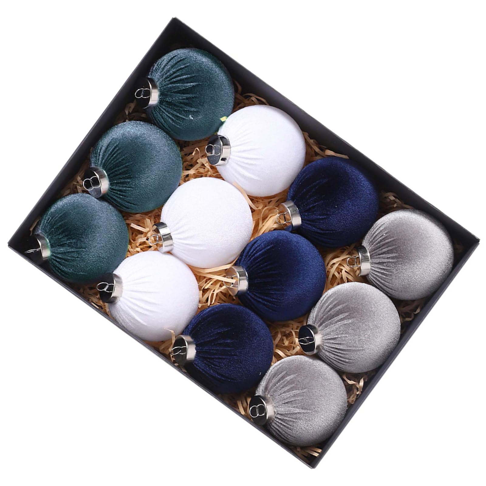 Bunte Weihnachtsschmuck: 12 Weihnachtskugeln für Innen- und Außendekoration (Blau Silber)
