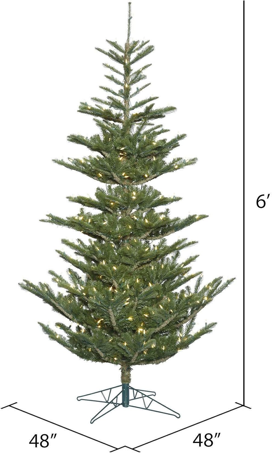 Vickerman 6' Alberta Spruce Artificial Christmas Tree, Warm White Dura-lit LED Lights - Lifelike Indoor Seasonal Home Decor - Maintenance Free Faux Spruce Christmas Tree