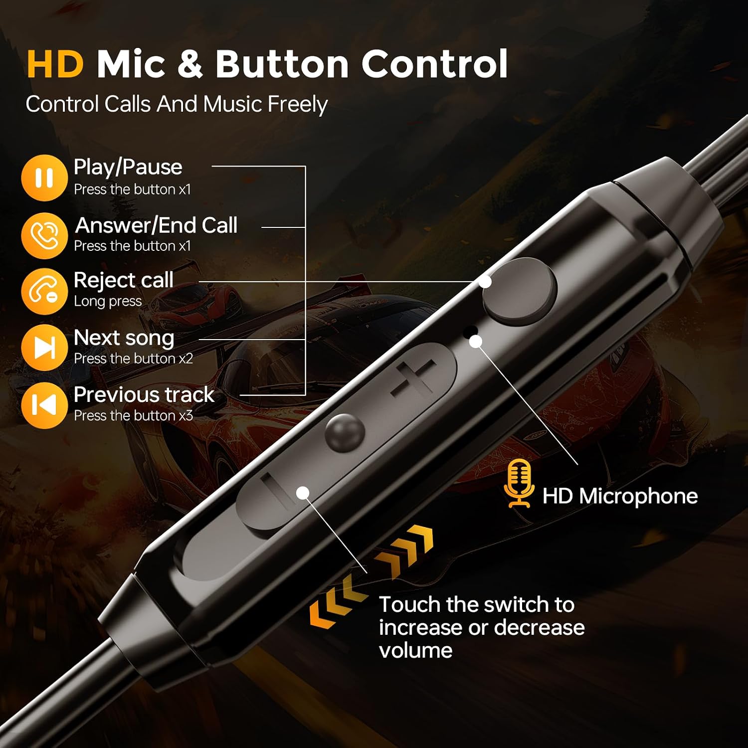 BlueFire Wired Gaming Earbuds with Mic, in-Ear Headphones with Deep Bass, Noise Isolating HiFi Earphones, 3.5mm Plug for PC PS5 Phone, Detachable Mic & Volume Control - 6