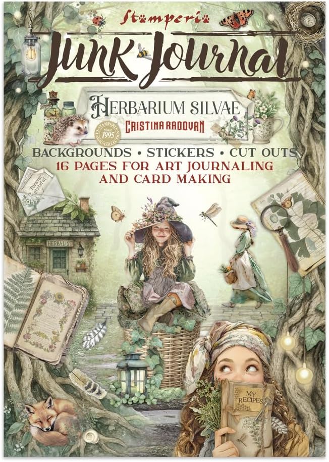 Stamperia - Junk Journal Stickers, Cut-Outs, and Backgrounds for Scrapbooks, Albums, Card Making, Bullet Journalling and More, Perfect for Hobbies, Crafts, and Gifting (Herbarium Silvae)